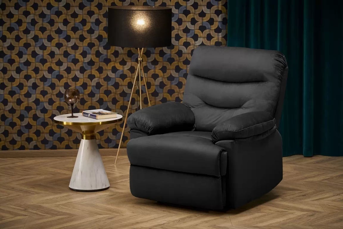 Feldoro dönthető relax fotel - fekete velvet szövet Pihenő fotel Feldoro rozkladany - fekete welwet