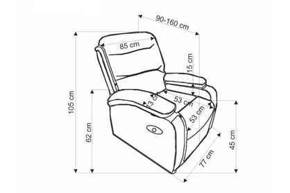 Feldoro dönthető relax fotel - fekete velvet szövet Pihenő fotel Feldoro rozkladany - fekete welwet