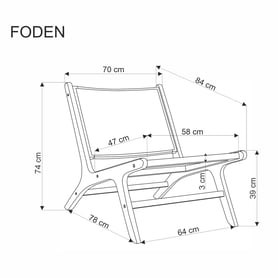 FODEN Fotoliu, negru / naturale Fotoliu de relaxare foden - negru / natur