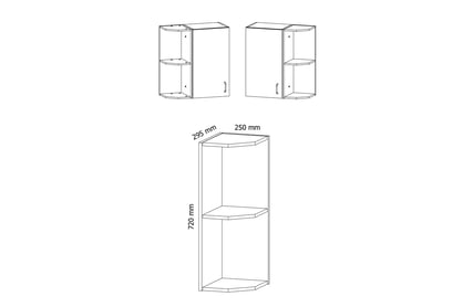 Corp suspendat bucătărie Aspen G25PZ de capăt – alb Regal wiszacy koncowy Aspen G25PZ - dimensiune 