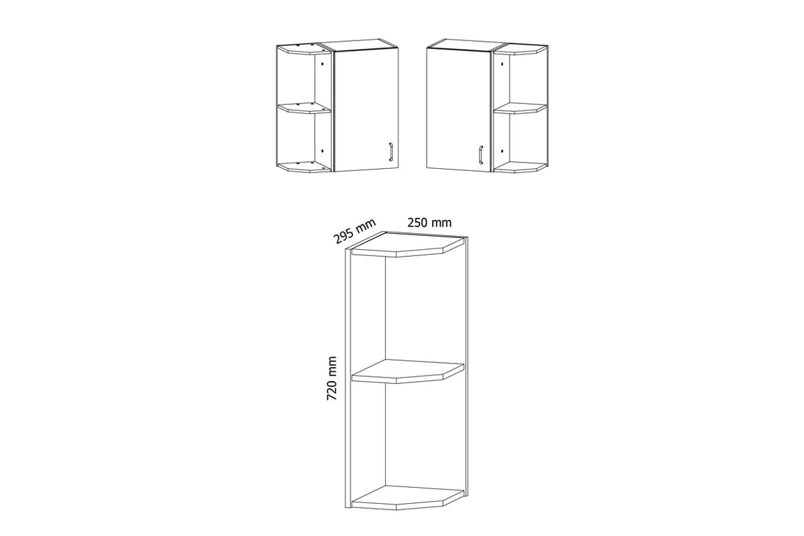 Corp suspendat bucătărie Aspen G25PZ de capăt – alb Regal wiszacy koncowy Aspen G25PZ - dimensiune 
