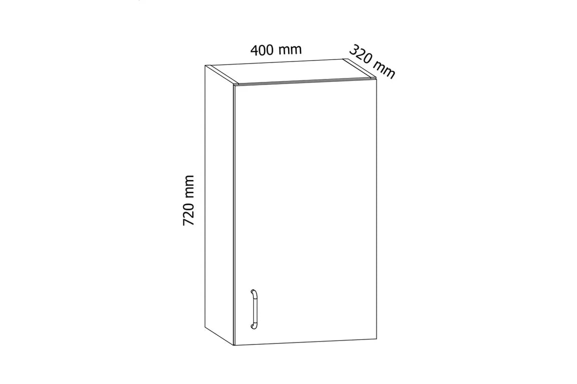 Aspen šedý lesk G40 - závesná jednodverová skrinka Skrinka Kuchynská závesná jednodverová Aspen G40 - Rozmery