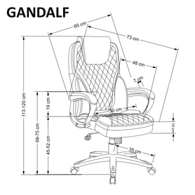 GANDALF Křeslo gabinetowy Černý / Popelový gandalf Křeslo gabinetowy Černý / Popelový