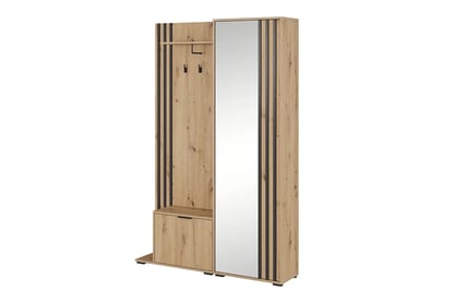 Neria előszobafal 131 cm - artisan tölgy / fekete