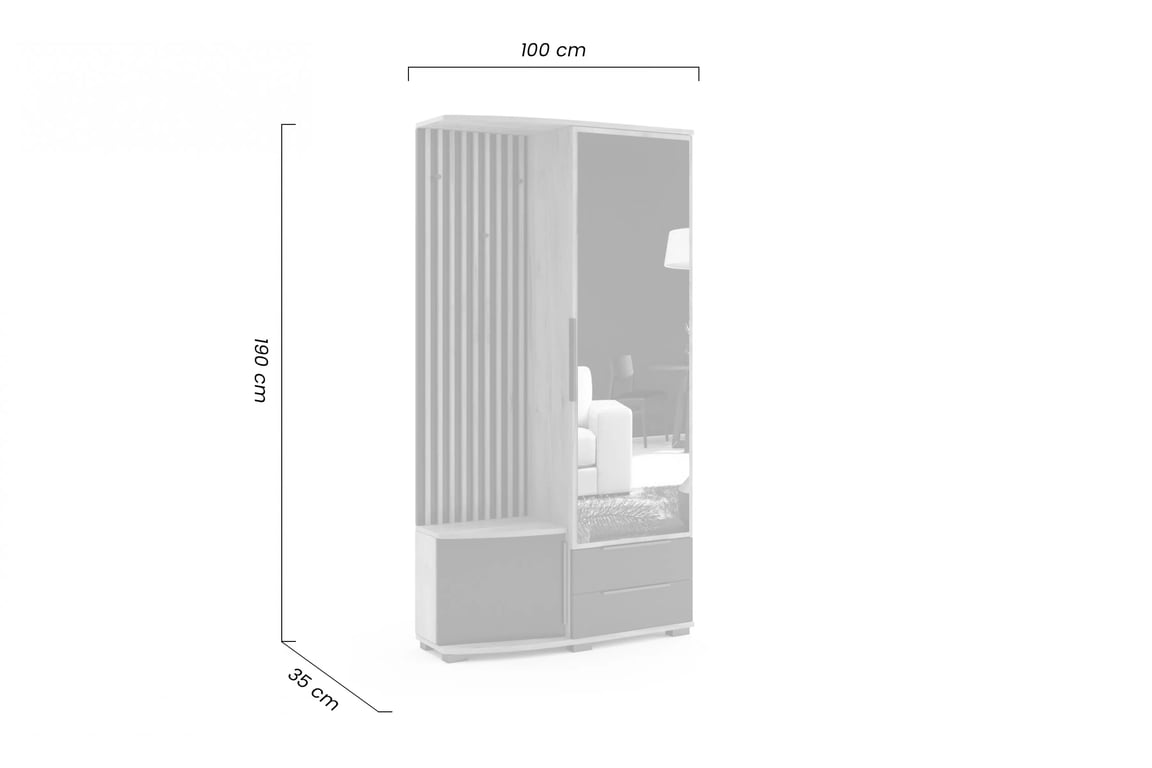 šatník Farenta z zrkadlom 100 cm Pravostranná - craft/Čierny šatník Farenta z zrkadlom 100 cm - craft/Čierny