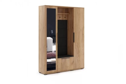 šatník Lemio z tapicerowanym siedziskiem ľavostranná 120 cm - craft/Čierny
