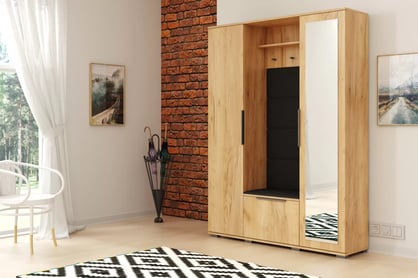 šatník Lemio z tapicerowanym siedziskiem Pravostranná 120 cm - craft/Čierny