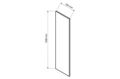 Irma Boční Panel 1080mm x 304mm - boční panel do závěsnou skříňku s nástavcem Rozměry Skříňky 