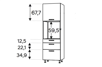 Vysoká kuchyňská skříňka Kammono F11 SDP60SS3/71 se zásuvkami pro vestavnou troubu KAMMONO F11 SDP60SS3/71 - regál kuchenny s zásuvkami do zabudowy piekarnika