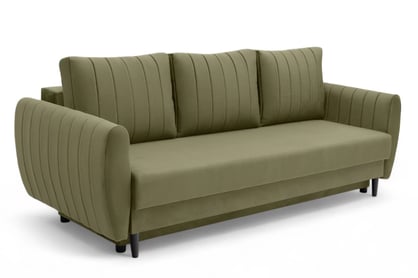 Canapea extensibilă Mikni cu ladă - verde măsliniu velur Salvador 8 / picioare wenge