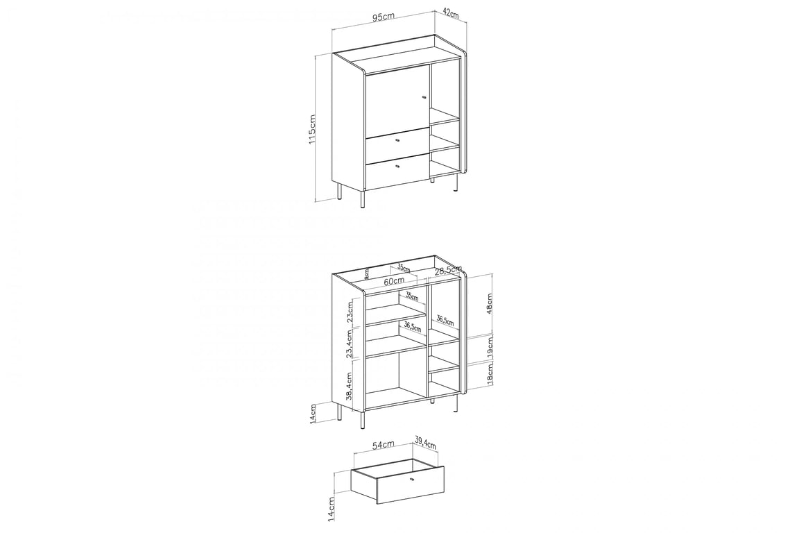 Comodă Wodi 95 cm cu sertare - bej nisipiu / dąb olejat Comoda Alessio 9 cu sertare 95 cm - bej nisipiu  / stejar olejowany
