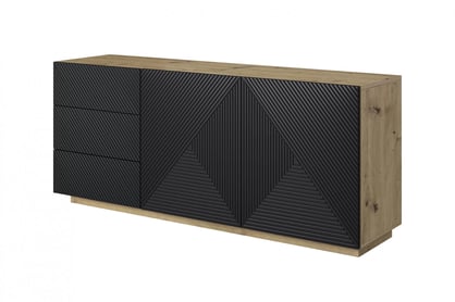 Comodă Asha 167 cm - artizanal / negru mat
