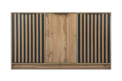 Bali fiókos komód lamellás 138 cm - wotan tölgy / fekete