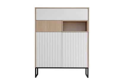 Bliwon komód 100 cm fiókokkal - skandináv halszálka / fehér matt
