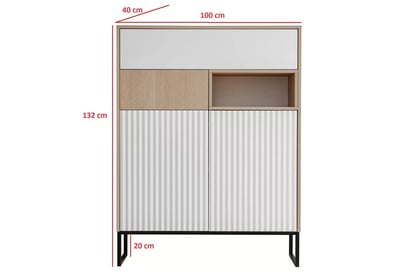 Bliwon komód 100 cm fiókokkal - skandináv halszálka / fehér matt Komód Bliwon K01 fiokokkal 100 cm - jodelka scandi / fehér mat