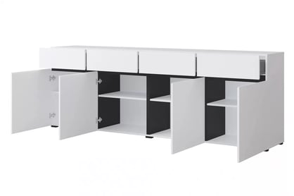 Komoda Gramon 225 cm se zásuvkami - bílá / černá Komoda Cross 25 s zásuvkami 225 cm - bílý / černý