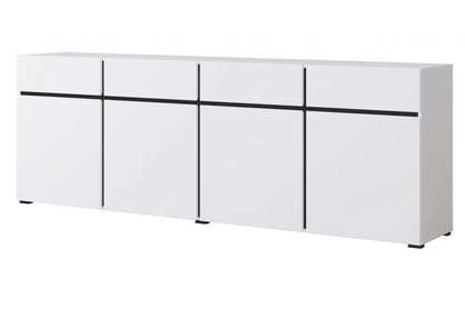 Comodă Gramon 225 cm cu sertare - alb / negru