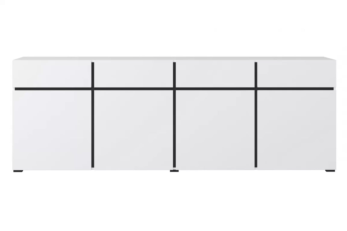 Komoda Gramon 225 cm se zásuvkami - bílá / černá Komoda Cross 25 s zásuvkami 225 cm - bílý / černý