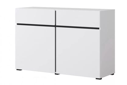 Komoda Gramon 119 cm se zásuvkami - bílá / černá