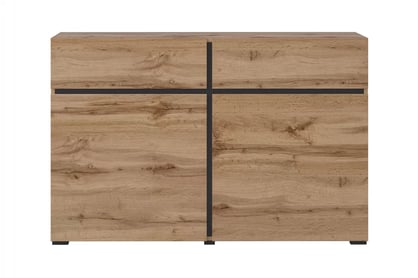 Komoda Gramon 119 cm se zásuvkami - dub wotan / černá Komoda Cross 45 s zásuvkami 119 cm - Dub wotan / Černý