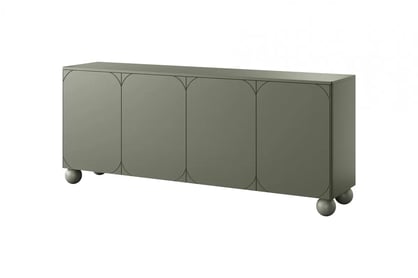 Sonatia II négyajtós komód, gömb lábakon - 200 cm - oliva színű