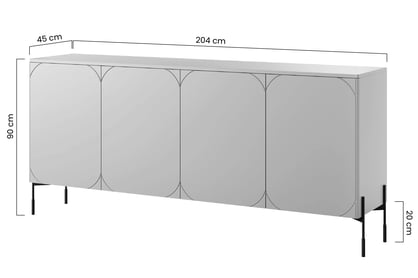 Komoda Sonatia 200 cm - olivová Komoda čtyřdveřová Sonatia na kovových nohách 200 cm - olivová