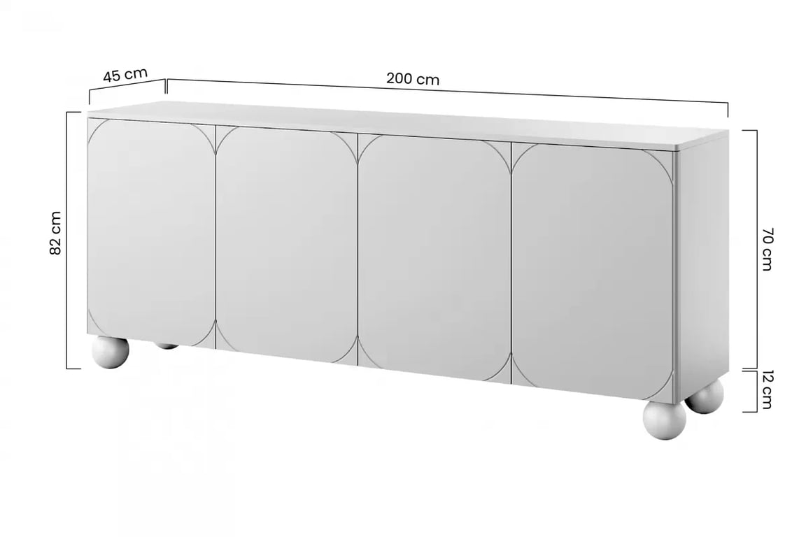 Komoda Sonatia II se čtyřmi skrytými zásuvkami  200 cm - burgund Komoda