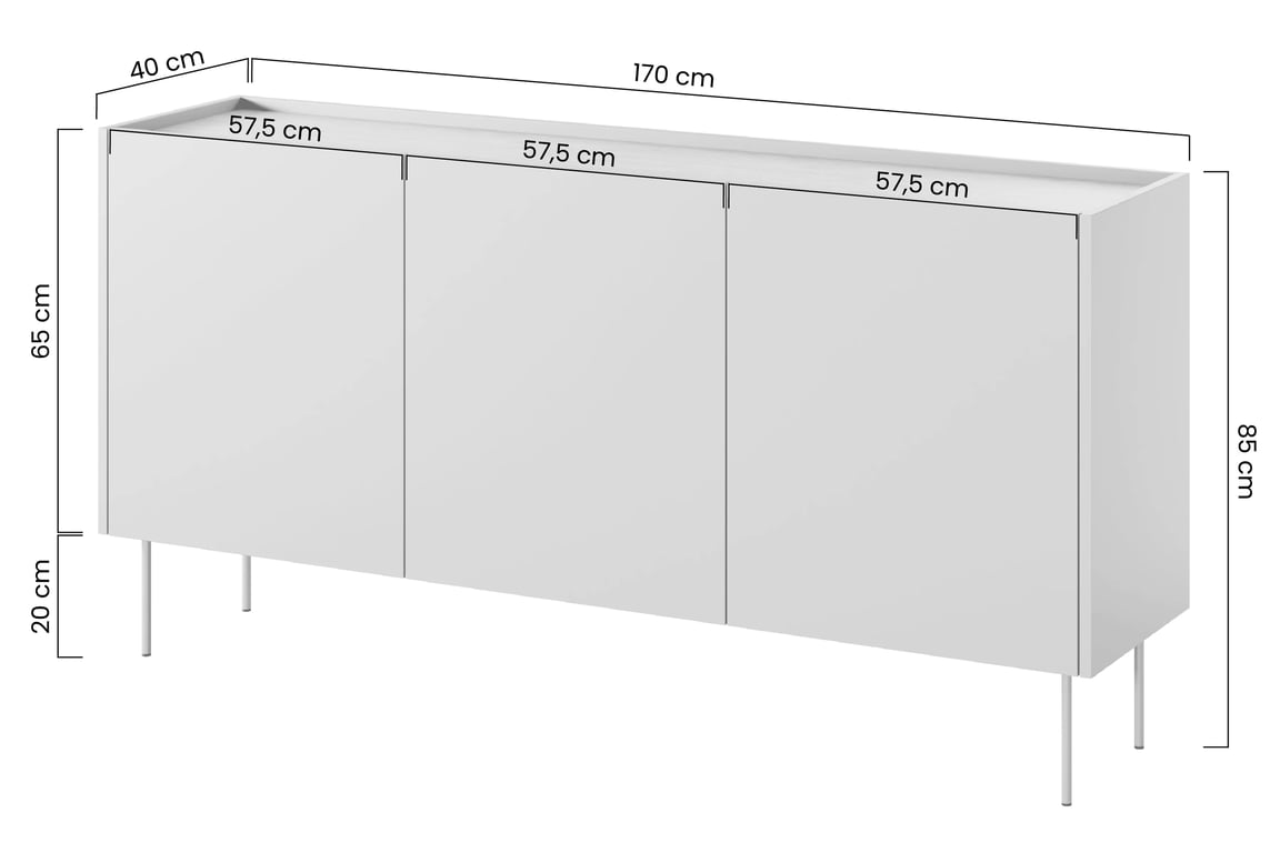 Komoda Desin 170 cm s 2 ukrytými zásuvkami - kašmírová / dub nagano Komoda Desin 170 cm z 2 ukrytymi zásuvkami i metalowymi nogami - kašmír / Dub nagano