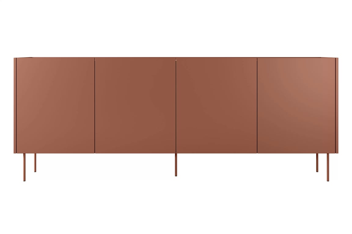 Comodă cu patru sertare ascunse Desin 220 4U4S - roșu ceramic / Stejar nagano Comoda Desin 220 cm z 4 ukrytymi sertare - roșu / ceramic red / stejar nagano
