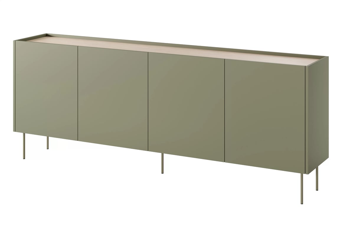 Comodă solidă cu patru sertare ascunse Desin 220 4U4S - olive / Stejar nagano Comoda Desin 220 cm z 4 ukrytymi sertare - olive / stejar nagano