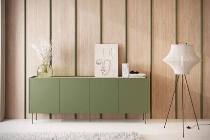 Comodă solidă cu patru sertare ascunse Desin 220 4U4S - olive / Stejar nagano Comoda Desin 220 cm z 4 ukrytymi sertare - olive / stejar nagano