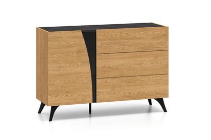 Natina 05 nappali komód 120 cm - baltic tölgy / portland fekete hamu