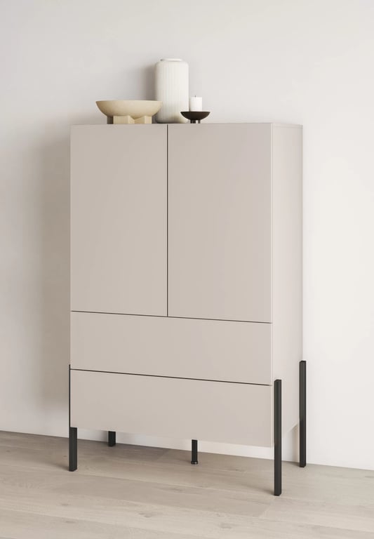 Jukon kétszárnyú komód 90 cm - kasmír / fekete lábak Komod két ajto Jukon 90 cm bielizniarka - kasmír / fekete Lábak