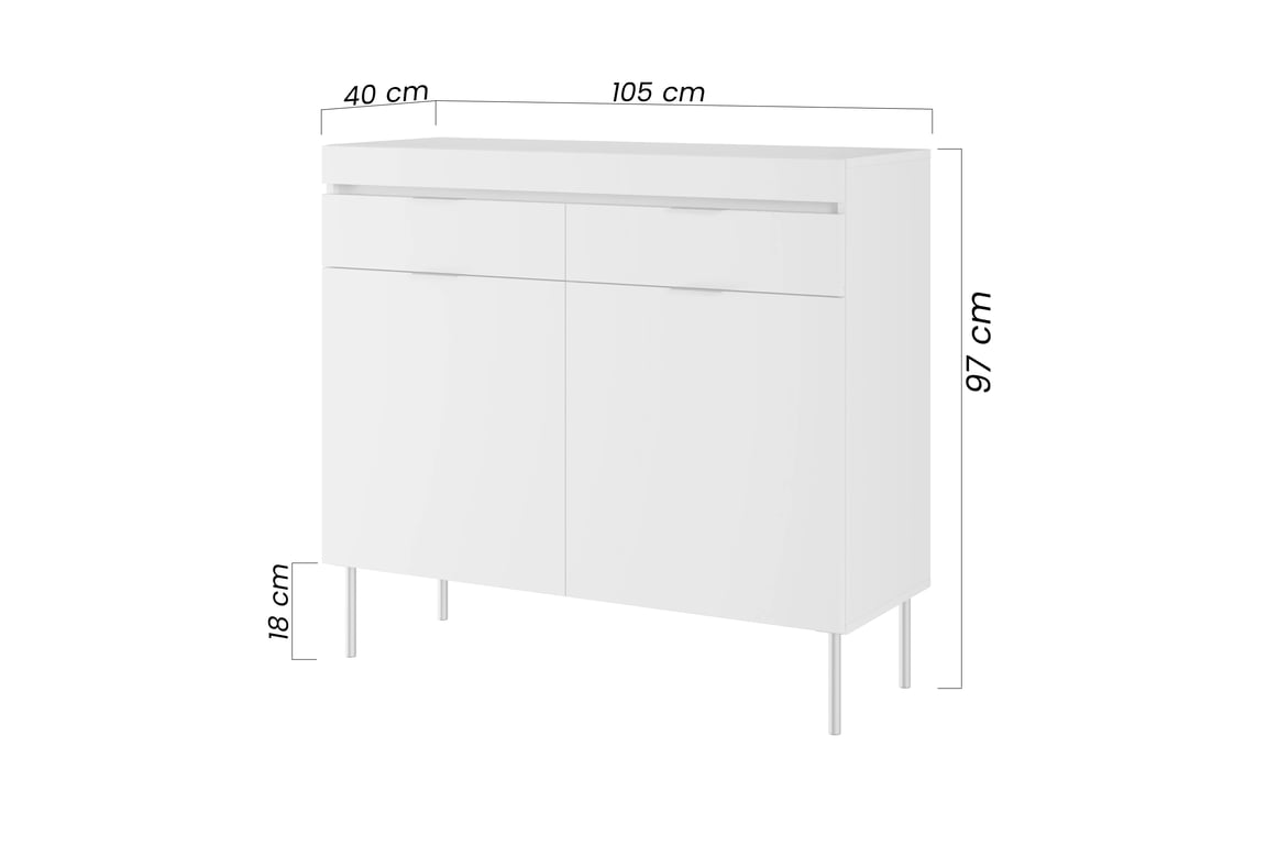 Komoda Sentia 105 cm s 2 zásuvkami - čierna / zlatá Komoda dvojdverová Sentia 105 s dvoma zásuvkami - Čierny / zlaté 