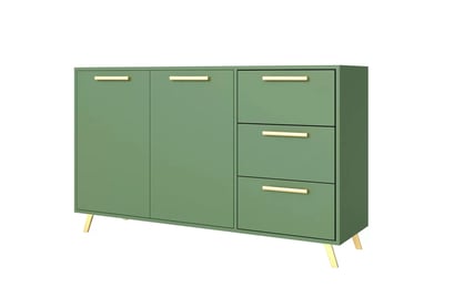 Comodă Bali 140 cm cu 2 uși și 3 sertare - verde sticlă