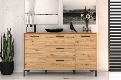 Klarso 12 kétajtós komód, három fiókkal - 138 cm Komód do obývacího pokoje