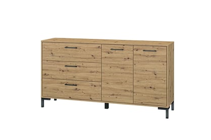 Klarso 13 kétajtós komód, három fiókkal - 159 cm