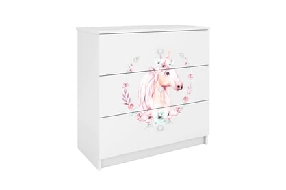 Comodă copii Bonzo 80 cm cu sertare - alb / cal Comoda dziecieca Bonzo 80 cm cu sertare - bialy / konik