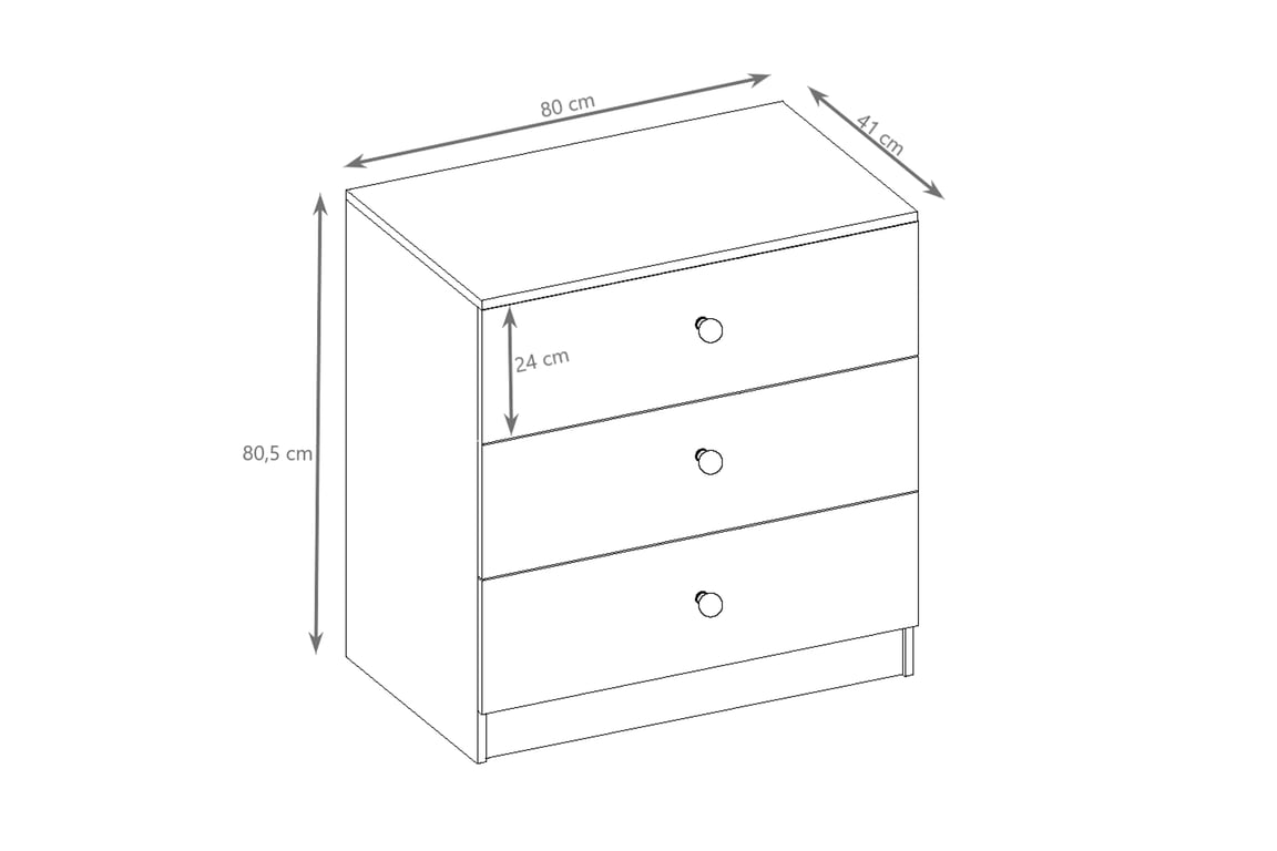Comodă copii Bonzo 80 cm cu sertare - alb / zână Comoda dziecieca Bonzo 80 cm cu sertare - bialy / wrozka