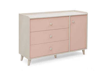 Komoda do detskej izby Marla 120 cm - púštny piesok / ružová