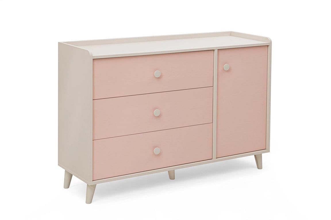 Marla komód 120 cm - sivatagi homok / millennial pink Komod dziecieca Marla 120 cm fiokokkal - piasek pustyni / roz / millenial pink
