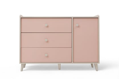 Marla komód 120 cm - sivatagi homok / millennial pink Komod dziecieca Marla 120 cm fiokokkal - piasek pustyni / roz / millenial pink