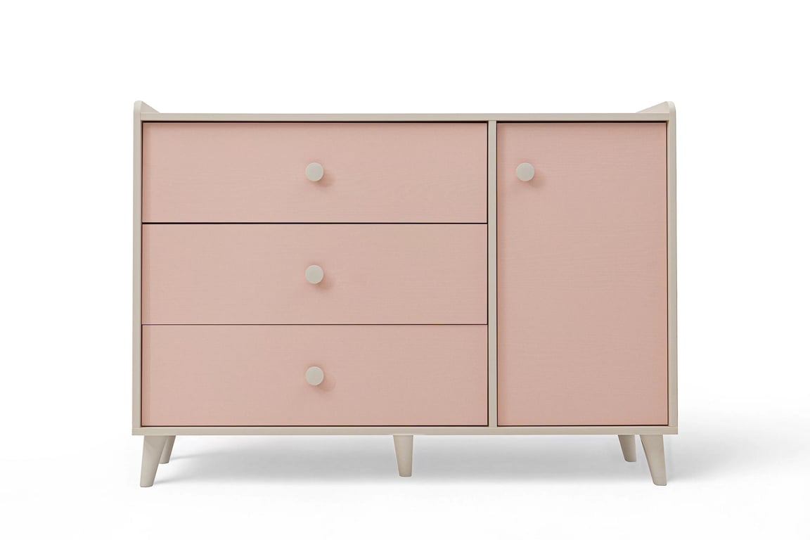 Marla komód 120 cm - sivatagi homok / millennial pink Komod dziecieca Marla 120 cm fiokokkal - piasek pustyni / roz / millenial pink