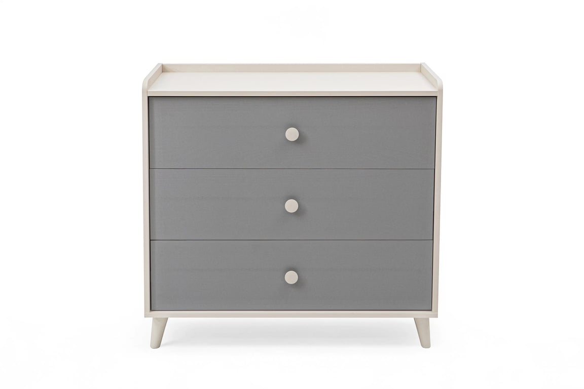 Comodă cu sertare Marla 90 cm - nisip deșert / palladium gri Comoda dziecieca Marla 90 cm cu sertare - piasek pustyni / gri pallad