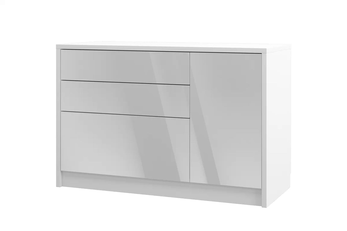 Comoda Genius 1D3S cu sertare 120 cm - alb luciu Comoda Genius 1D3S cu sertare 120 cm - bialy luciu