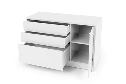 Comoda Genius 1D3S cu sertare 120 cm - alb luciu Comoda Genius 1D3S cu sertare 120 cm - bialy luciu