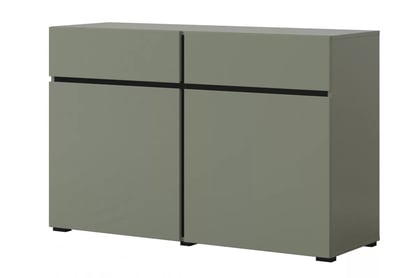 Komoda Gramon 119 cm se zásuvkami - zelená / černá