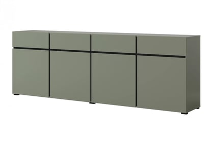 Komoda Gramon 225 cm se zásuvkami - zelená / černá