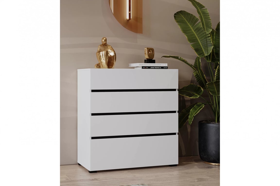 Cross komód 80 cm - fehér / fekete Komod Gramon 80 cm fiokokkal - fehér / fekete