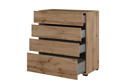 Gramon komód 80 cm - wotan tölgy / fekete Komod Gramon 80 cm fiokokkal - dab wotan / fekete